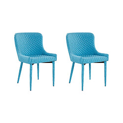 Beliani Chaise de salle à manger Set de 2 Tissu Turquoise SOLANO