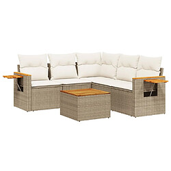 vidaXL Salon de jardin avec coussins 6 pcs beige résine tressée