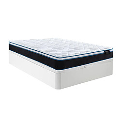 Vente-Unique Ensemble 160 x 200 cm sommier coffre blanc + matelas ressorts ensachés et mémoire de forme rafraichissante ép.23cm - TORANO de YSMÉE