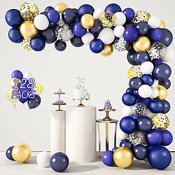 Euro Mega Ballons Guirlande Ballon Arche Bleu Marine Or Blanc Ballons pour Fête d'Anniversaire Mariage Décoration