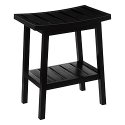 Pegane Tabouret avec étagère d'appoint en bambou coloris noir - Longueur 40 x Hauteur 25 x Profondeur 46 cm 