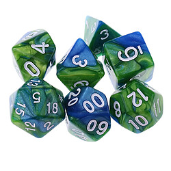 7pcs dés polyédriques pour des donjons et des dragons dés jeux de table vert bleu dés de partie