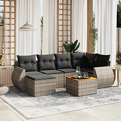 vidaXL Salon de jardin avec coussins 7 pcs gris résine tressée 