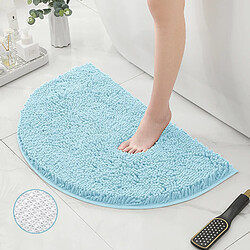 LUUCOZK Tapis de bain antidérapants absorbants à séchage rapide, tapis de décoration de salle de bain, fond TPR bleu d'eau-Demi-cercle 40X60CM