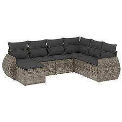 vidaXL Salon de jardin avec coussins 7 pcs gris résine tressée