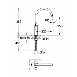 GROHE Mélangeur évier Ambi Cosmopolitan 30190000 Import Allemagne