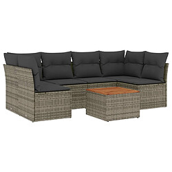 vidaXL Salon de jardin avec coussins 7 pcs gris résine tressée