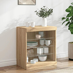 Maison Chic Commode Buffet - Meuble de rangement avec lumières LED chêne sonoma 60,5x37x67 cm -GKD46618