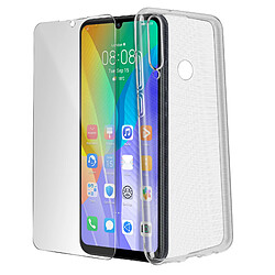 Avizar Coque Huawei Y6p Silicone Souple et Film Verre Trempé 9H transparent