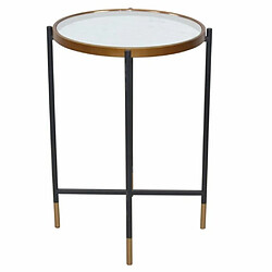 Decoshop26 Table d'appoint porte fleurs au design simple en métal noir et doré TABA05125