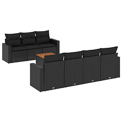 vidaXL Salon de jardin 8 pcs avec coussins noir résine tressée