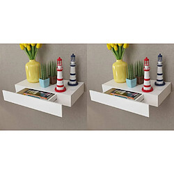 vidaXL Étagères murales avec tiroirs 2 pcs Blanc 48 cm