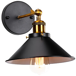 Stoex Ø22CM Applique Murale Rétro Moderne Lampe Murale Vintage D'Intérieur Applique Murale Simple en Métal (Noire) Ampoule E27 Pour Éclairage Intérieur