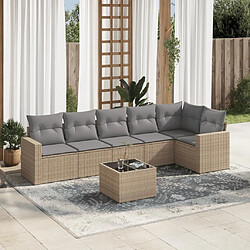 vidaXL Salon de jardin avec coussins 7 pcs beige résine tressée 