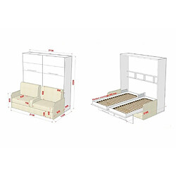 Acheter Inside 75 DUO SOFA armoire lit escamotable surmeuble canapé azur 2 x 90/200 structure pin façade blanc