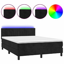 Sommier à lattes et LED,Cadre à lattes de lit avec matelas pour Adulte Noir 140x190 cm -MN81881