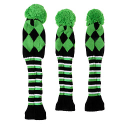 3 Pièces Golf Knit Pom Pom Couvre-tête Pilote Fairway Bois Couvre-chefs Vert pas cher