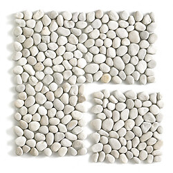 Pegane Carrelage de mosaïque (Boite de 1m²)/Galet de mer / Maille décorative aspect pierre blanc mat - 33x33 cm