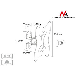 Support mural universel pour téléviseur ou moniteur 23-50"" 30kg Maclean MC-501A S pas cher