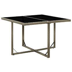 Maison Chic Table de jardin | Table d'extérieur Gris 109x107x74 cm Résine tressée et verre -GKD83037