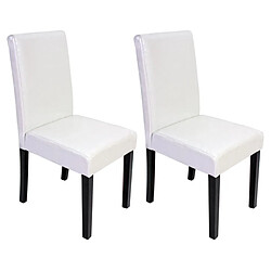 Decoshop26 Lot de 2 chaises de salle à manger synthétique blanc pieds foncés CDS04048 