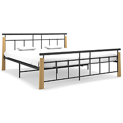 vidaXL Cadre de lit sans matelas métal bois de chêne massif 180x200 cm 