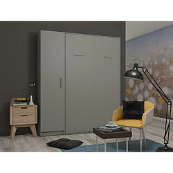 Inside 75 Composition armoire lit escamotable SMART-V2 gris mat Couchage 160 x 200 cm colonne armoire