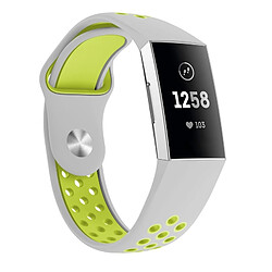 Wewoo Bracelet bicolore en silicone avec trou rond pour pour Fitbit Charge 3, taille de la dragonne: 145-210 mm (gris vert) 