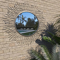 vidaXL Miroir mural de jardin Rayons de soleil 80 cm Noir