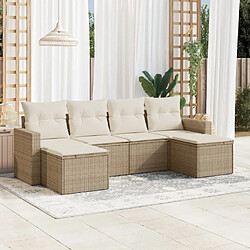 vidaXL Salon de jardin avec coussins 6 pcs beige résine tressée 