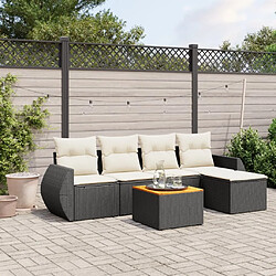 Maison Chic Salon de jardin 6 pcs avec coussins | Ensemble de Table et chaises | Mobilier d'Extérieur noir résine tressée -GKD89359