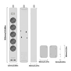 Wewoo Multiprises Rallonges GPC-5A2U Prise de charge pour parasurtenseur bureau à chargement intelligent, avec 5 prises secteur et 2 ports USB, longueur: 1,5 m, UE (blanc) pas cher