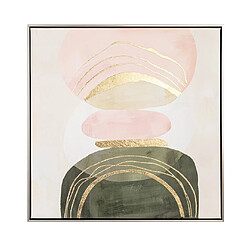 Pegane Ensemble de 2 tableaux peinture à l'huile sur toile, peinte murale avec cadre noir - Longueur 120 x Profondeur 5 x Hauteur 60 cm