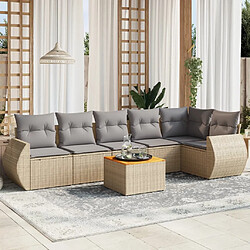 vidaXL Salon de jardin avec coussins 7 pcs beige résine tressée 