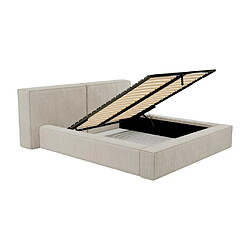 Lit coffre 140 x 190 cm - Velours côtelé - Beige + Matelas - TIMANO de Pascal Morabito pas cher