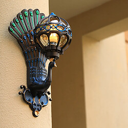 Universal Applique à paon coloré, 220V E27 * 1 sans ampoule, applique rétro étanche extérieure, applique à porte LED pour salon, cour, balcon, couloir