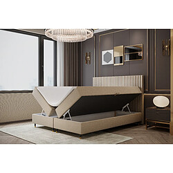 Avis TRADA Lit double adulte ESTEPONA avec matelas, rangement et surmatelas 180x200 beige