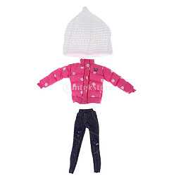 Acheter 1/6 belle veste d'hiver rose et jeans avec chapeau ensemble pour Blythe Doll Dress Up