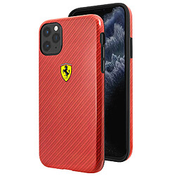 Ferrari Coque pour iPhone 11 Pro Imprimé Carbone Polyuréthane Compatible QI Rouge 