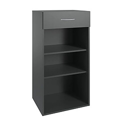 Pegane Etagère de rangement avec 1 tiroir et 2 tablettes en mélamine coloris graphite - longueur 45 x hauteur 98 x profondeur 40 cm 