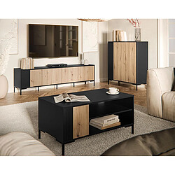 Bestmobilier Cambridge - buffet haut - bois et noir - 129 cm pas cher