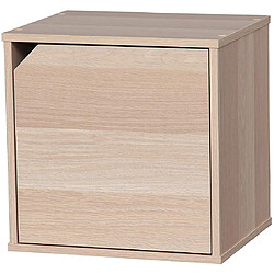 Iris Ohyama, Cube de rangement modulaire en bois MDF avec porte, Beige, 34.9 x 29 x 34.4 cm 