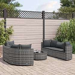 vidaXL Salon de jardin avec coussins 7 pcs gris résine tressée 