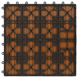 vidaXL Carreaux de terrasse 22 pcs 30 x 30 cm 2 m² WPC Teck pas cher