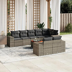 Maison Chic Ensemble Tables et chaises d'extérieur 9 pcs avec coussins,Salon de jardin gris résine tressée -GKD856496