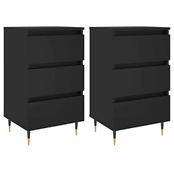 Maison Chic Lot de 2 Tables de chevet - Tables de Nuit noir 40x35x69 cm bois d’ingénierie