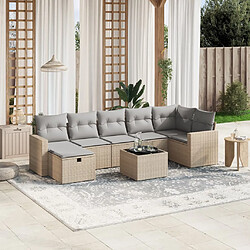 vidaXL Salon de jardin avec coussins 8pcs mélange beige résine tressée 