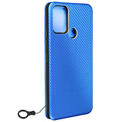 Avizar Etui pour Nokia C22 Porte-carte Dragonne Support Vidéo Effet Carbone Bleu 