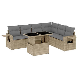 vidaXL Salon de jardin avec coussins 7 pcs beige résine tressée