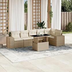 vidaXL Salon de jardin avec coussins 7 pcs beige résine tressée 